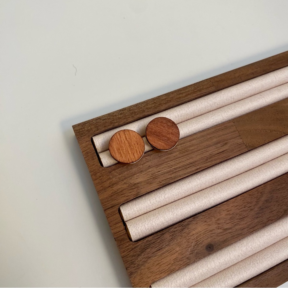 4/$15 Round Wooden Disk Earrings